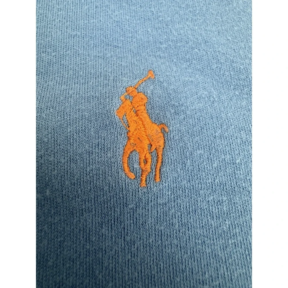 Polo Ralph Lauren Polo Shirt Men's XL Light Blue Short Sleeve Orange Pony
